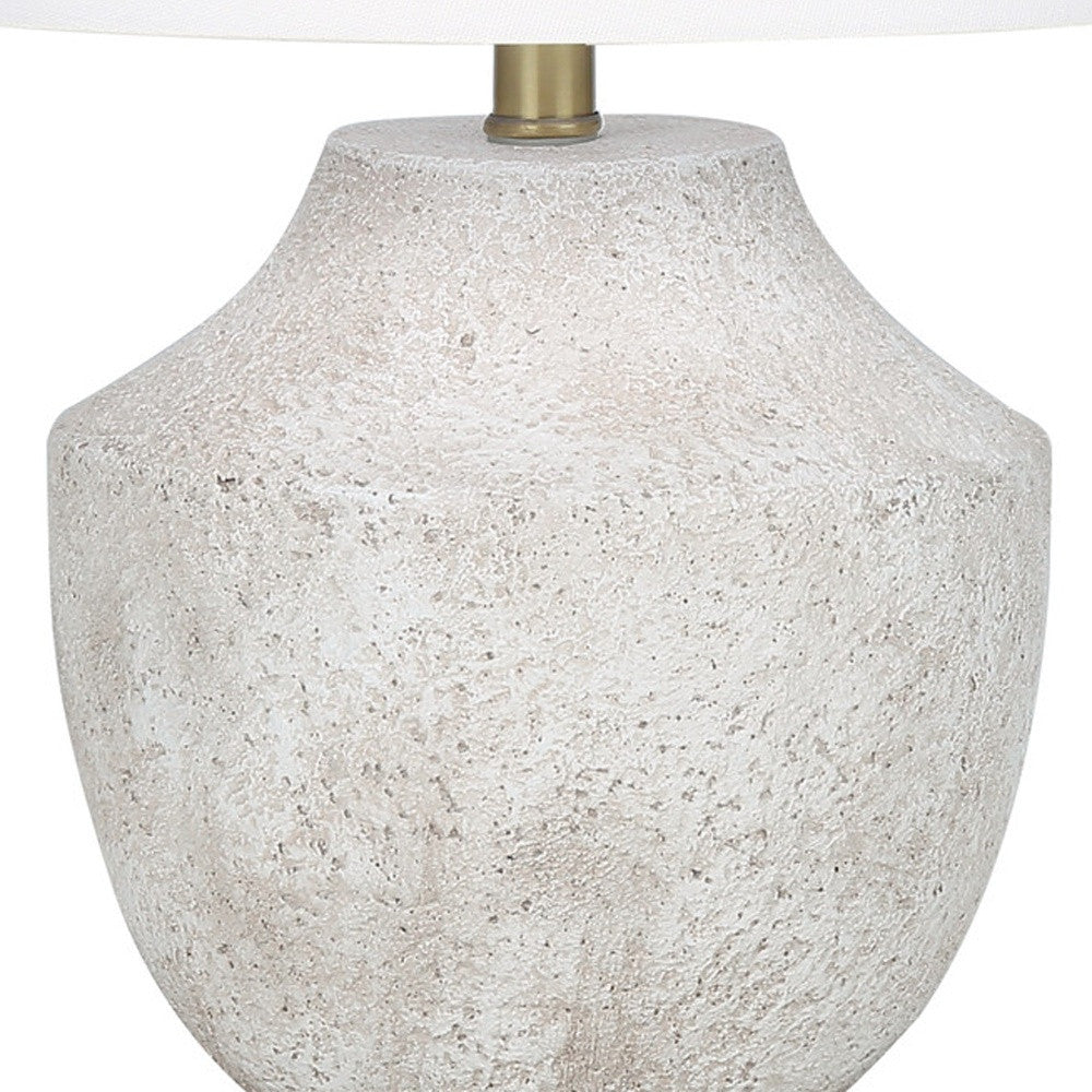 Cream Concrete Urn Table Lamp w/ Shade