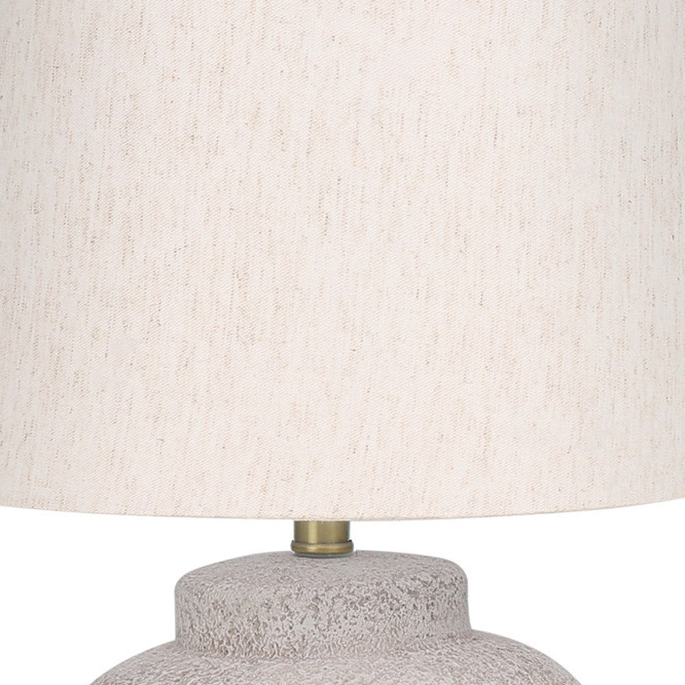 Cream Concrete Urn Table Lamp w/ Shade