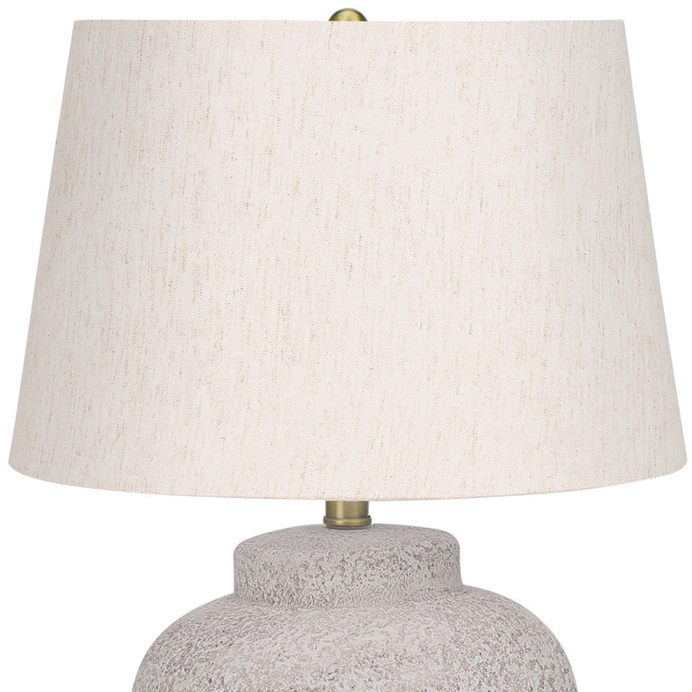 Cream Concrete Urn Table Lamp w/ Shade