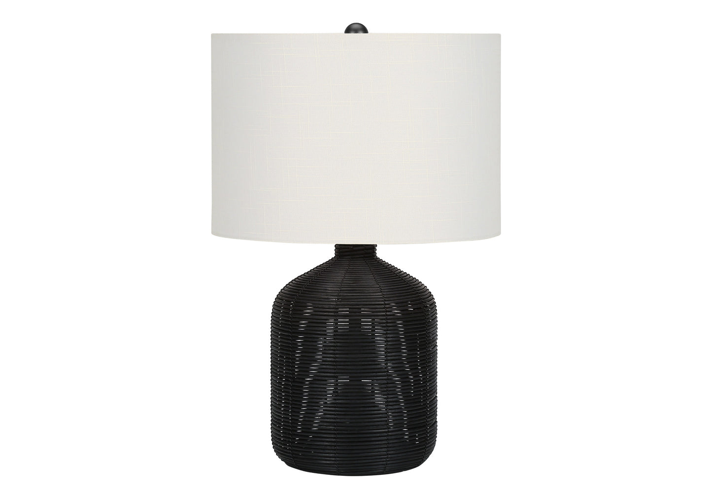 Black Rattan Table Lamp w/ Shade