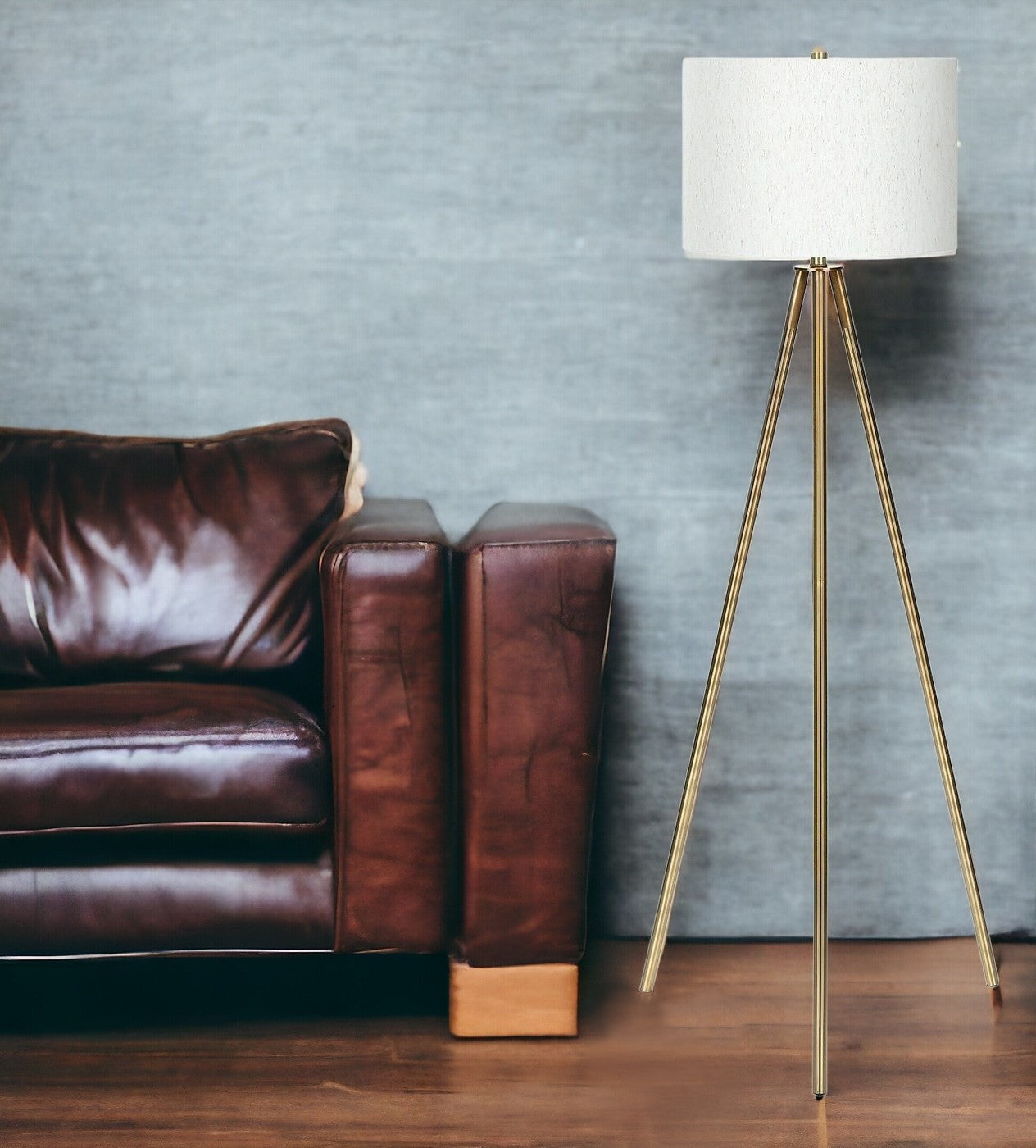 Matte Gold Floor Lamp w/ Shade