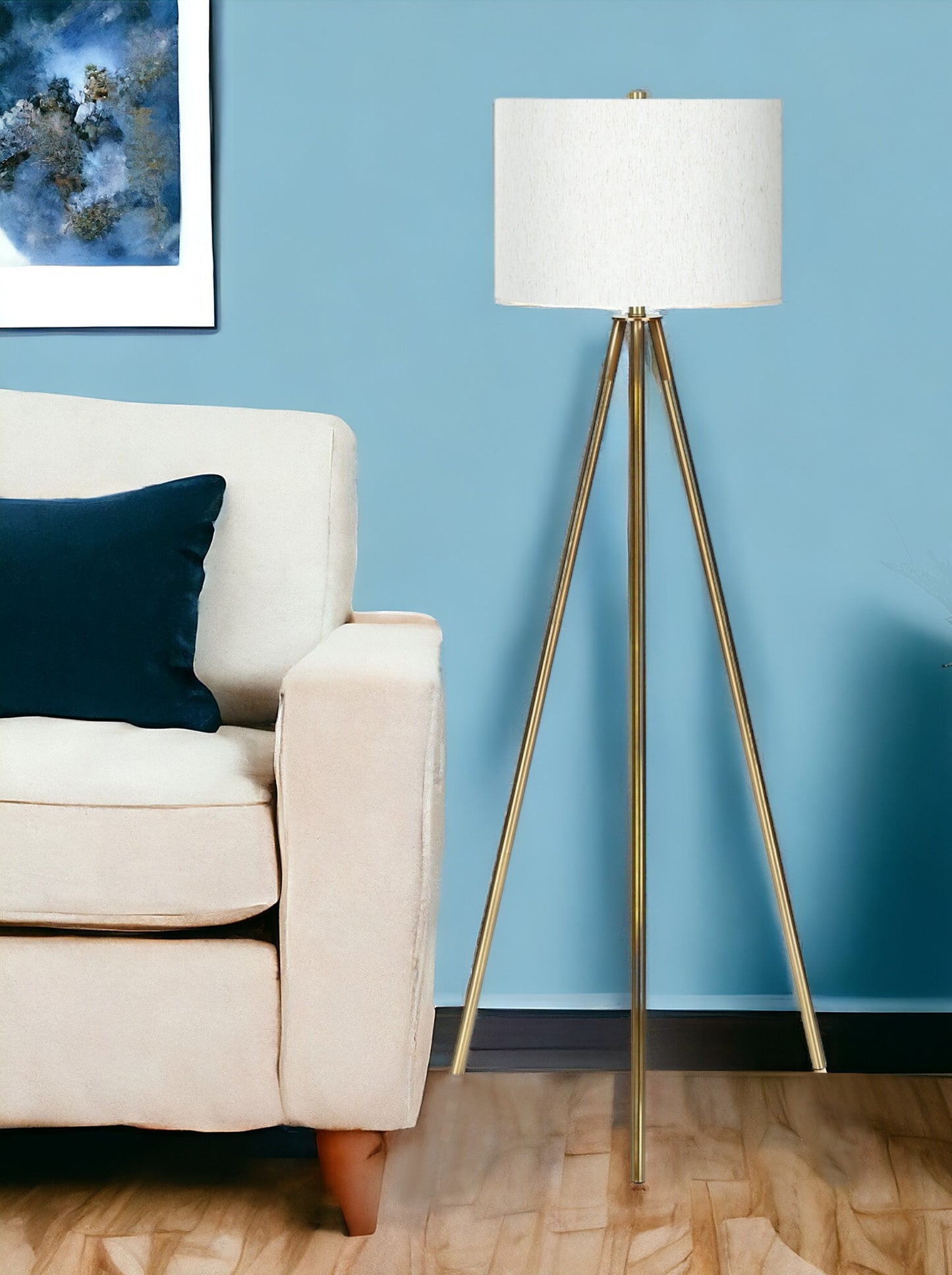 Matte Gold Floor Lamp w/ Shade