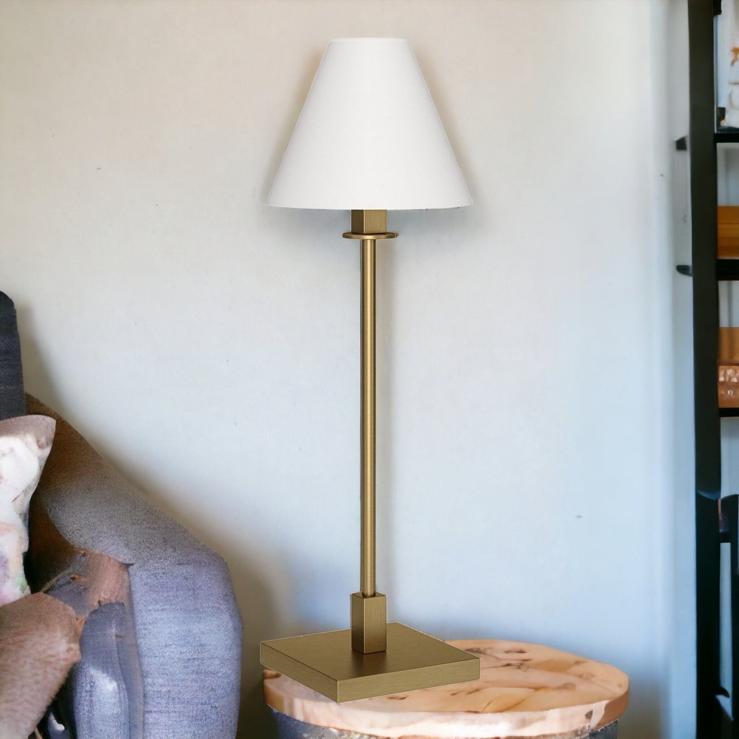 Brass Candlestick Table Lamp w/ Shade