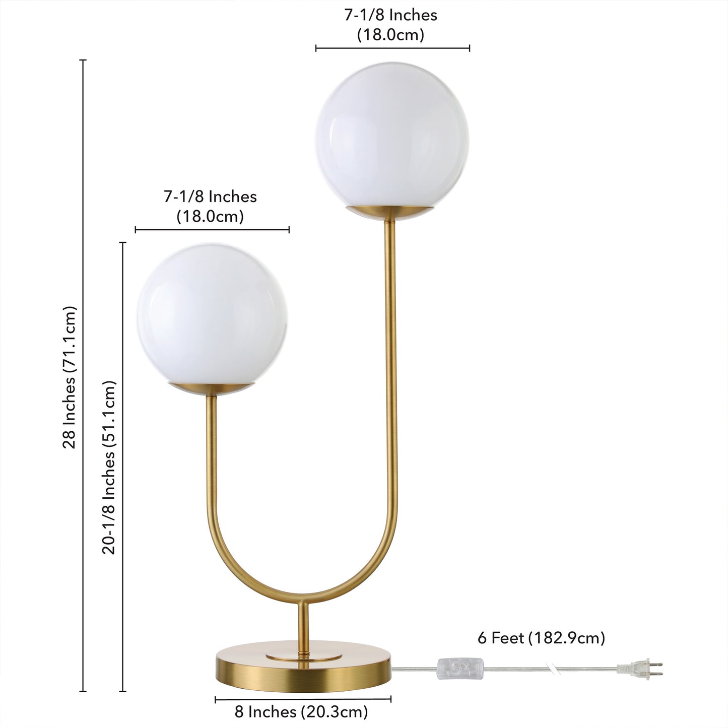 Gold Two Light Table Lamp w/ Shade