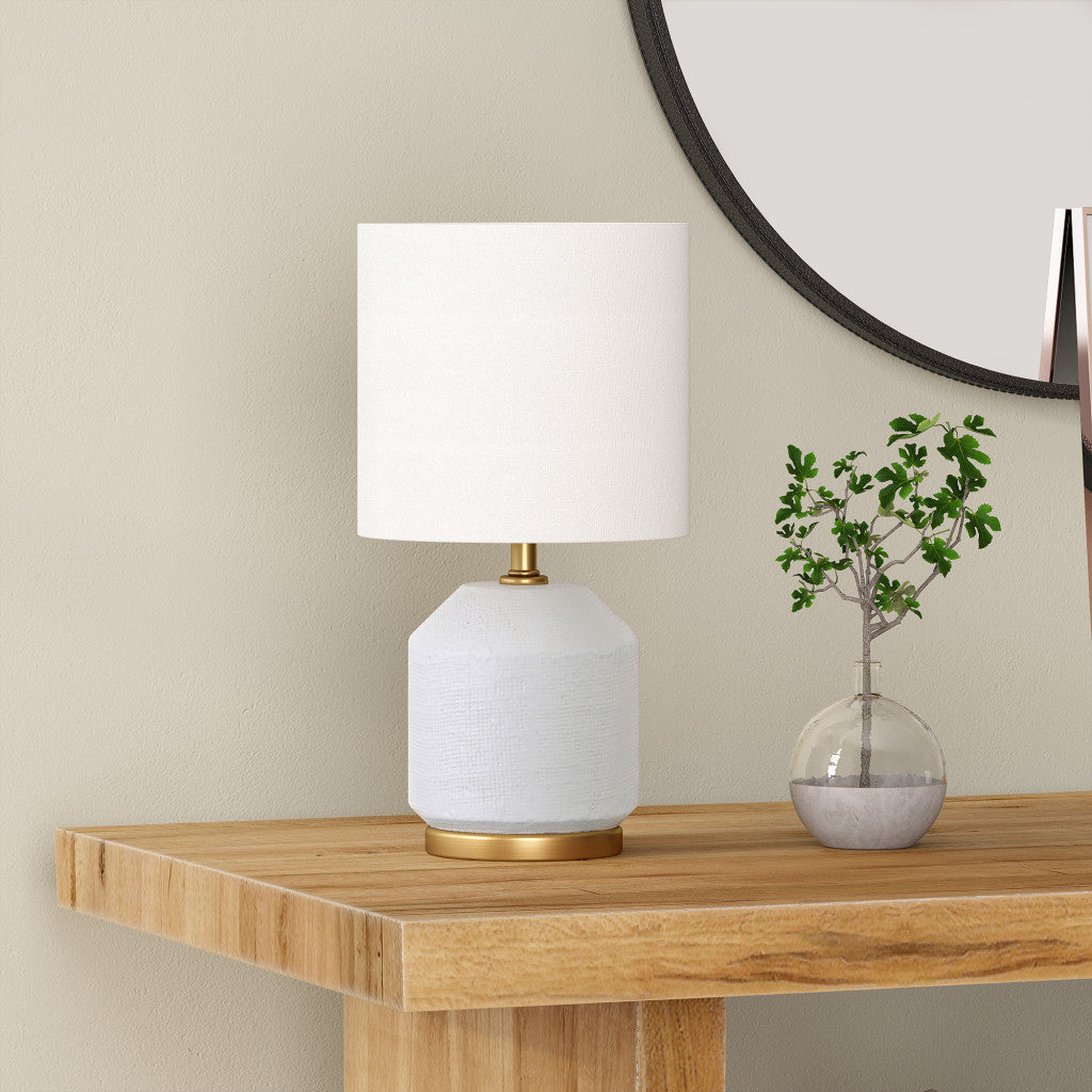 Gold & White Table Lamp w/ Shade