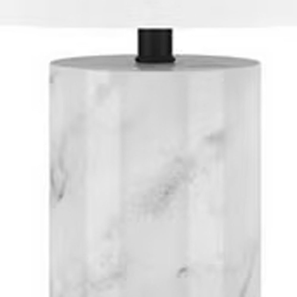White & Gray Marble Table Lamp w/ Shade