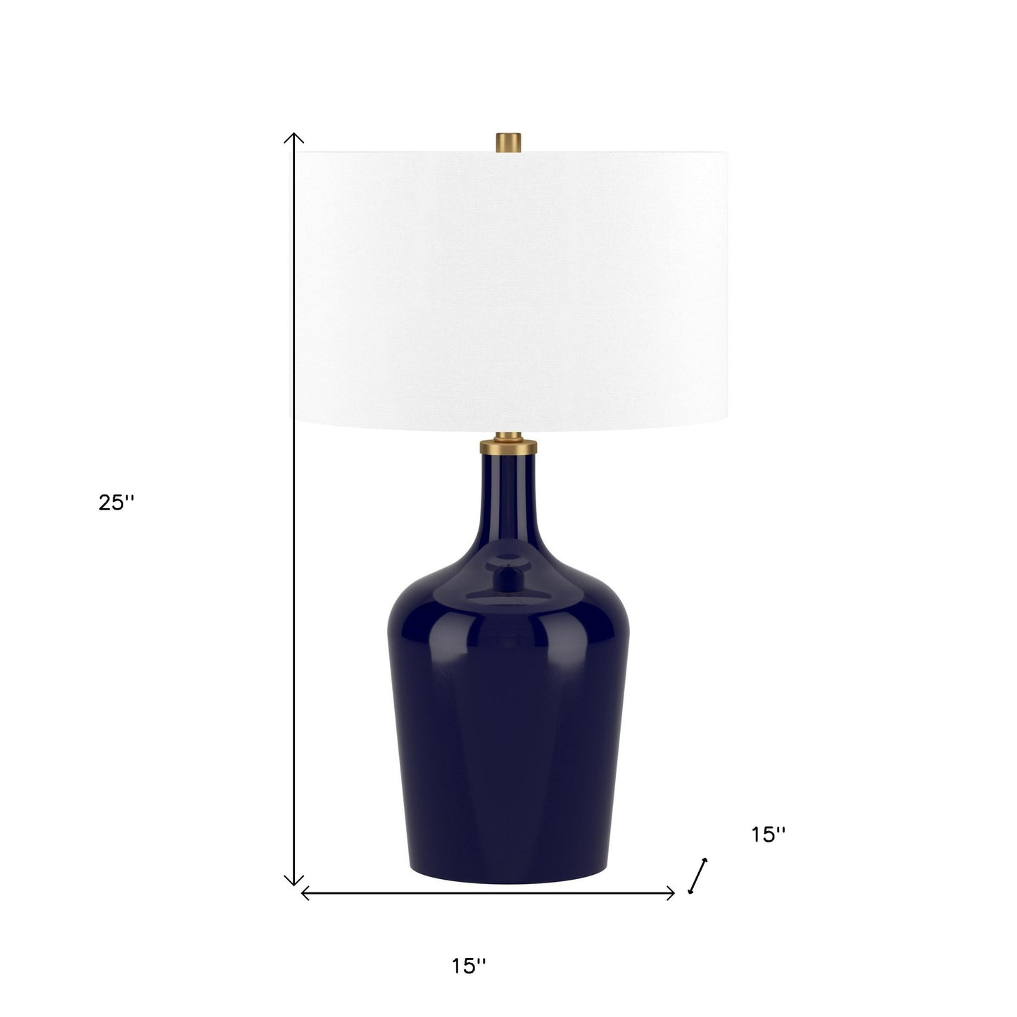 Blue Glass Urn Table Lamp w/ Shade