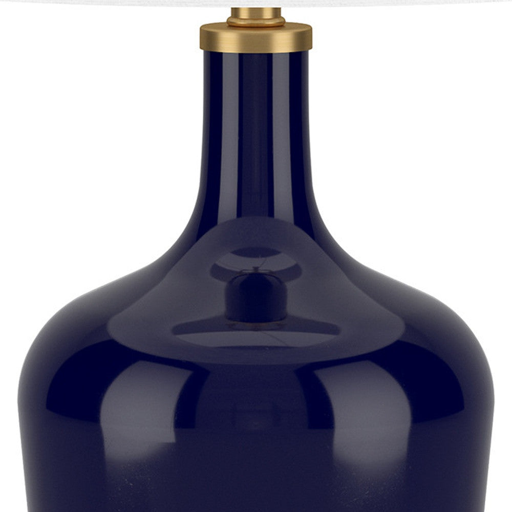 Blue Glass Urn Table Lamp w/ Shade