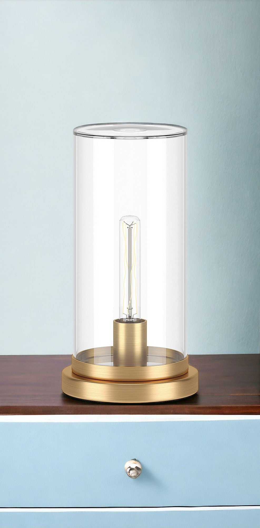 Brass Table Lamp w/ Clear Shade