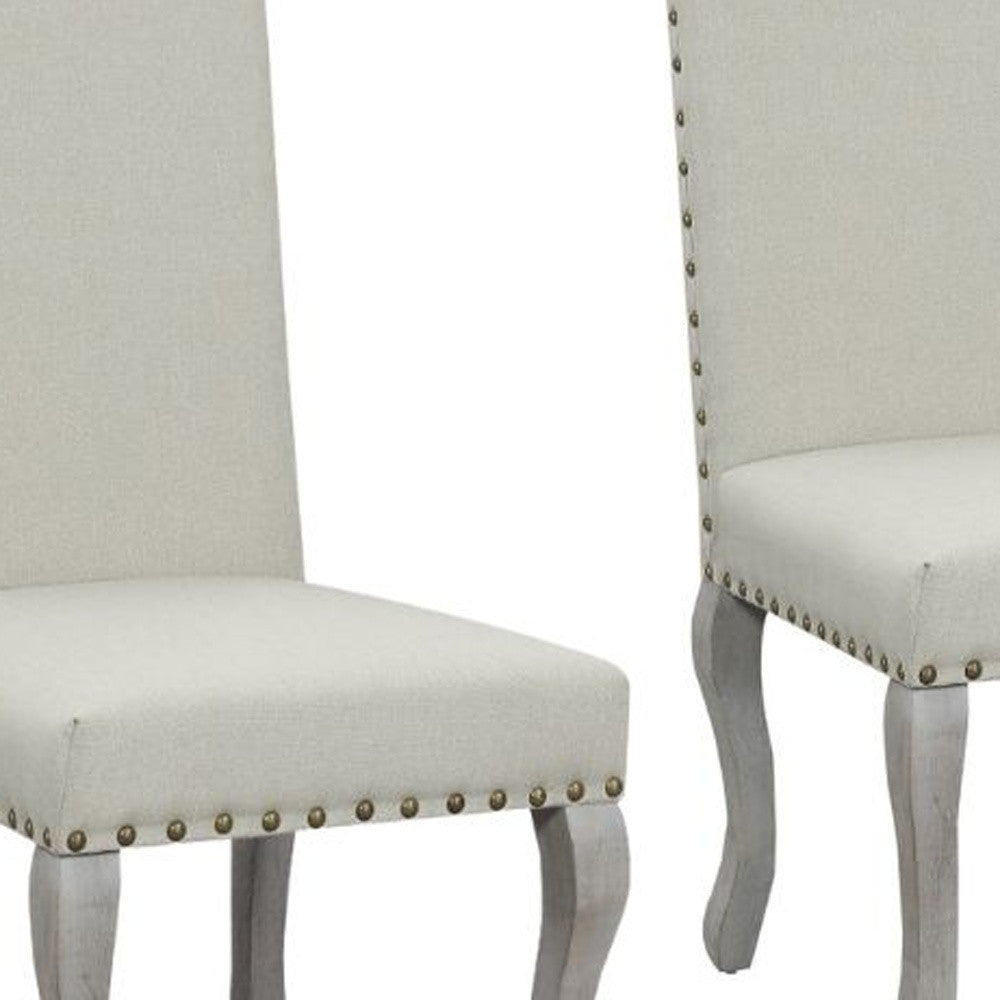 Beige & Gray Fabric Dining Chair - Set of 2