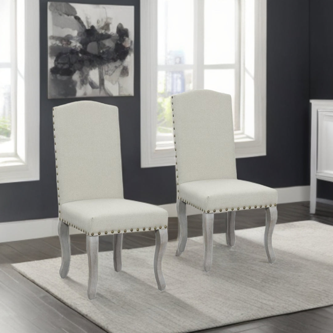 Beige & Gray Fabric Dining Chair - Set of 2