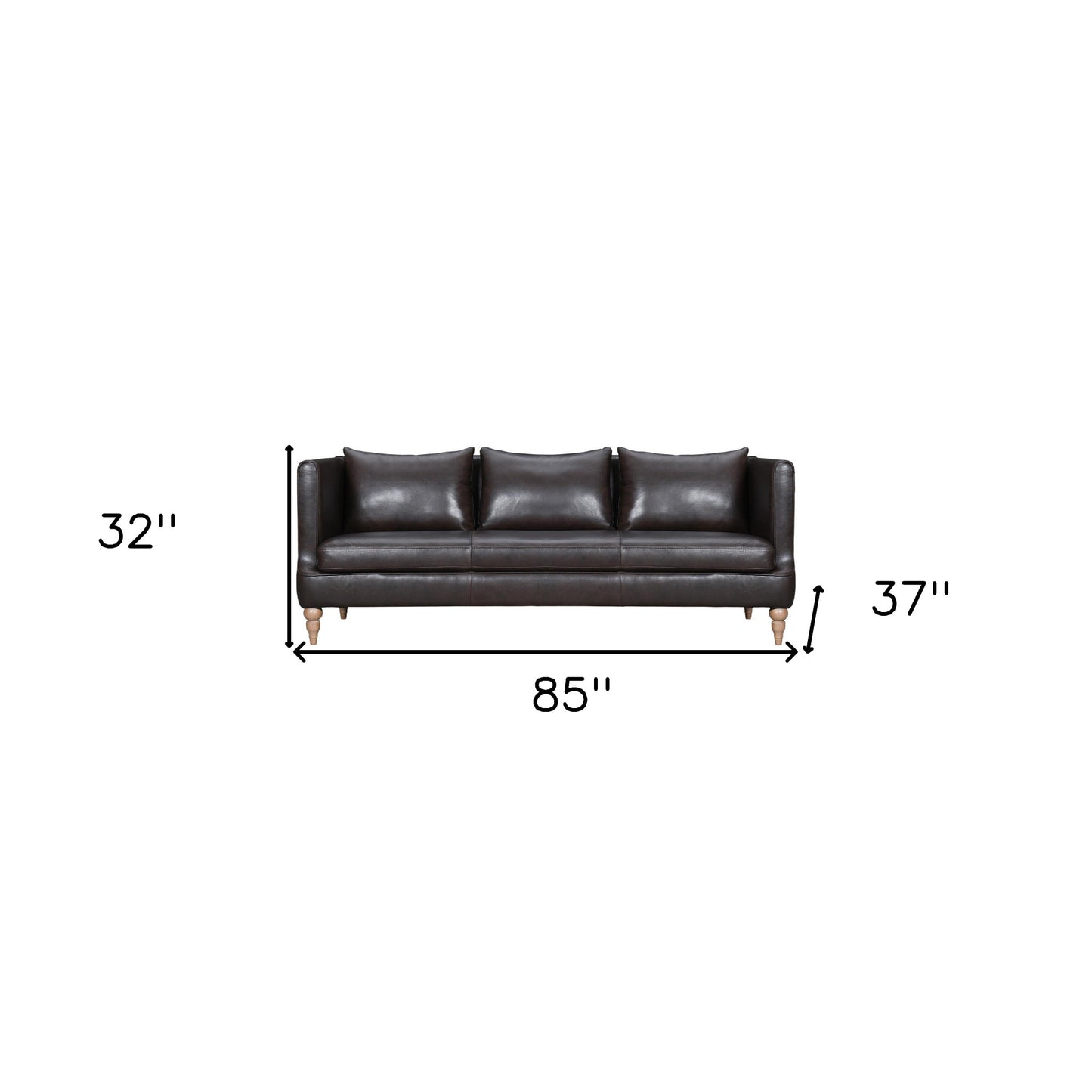 Dark Brown Leather Sofa With Brown Legs