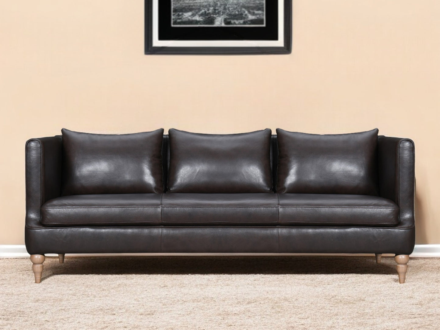 Dark Brown Leather Sofa