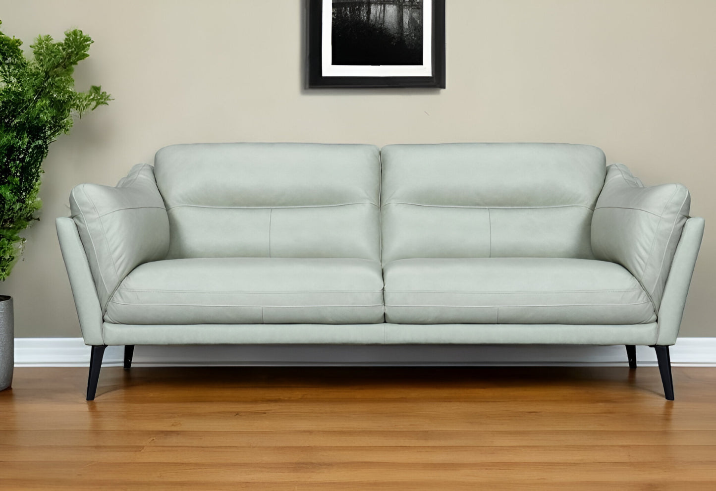 Mint Green Leather Sofa