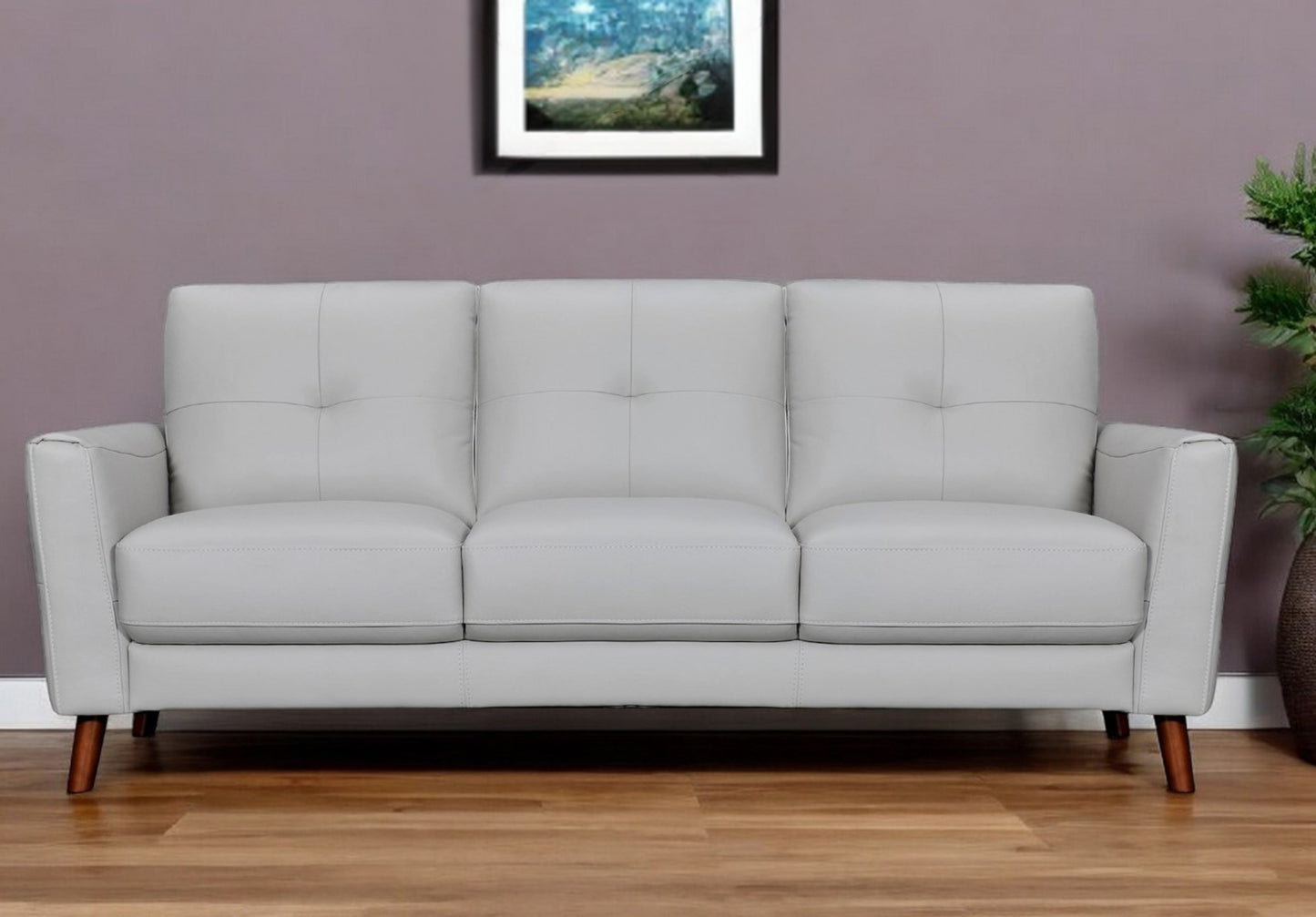 Light Slate Gray Leather Sofa