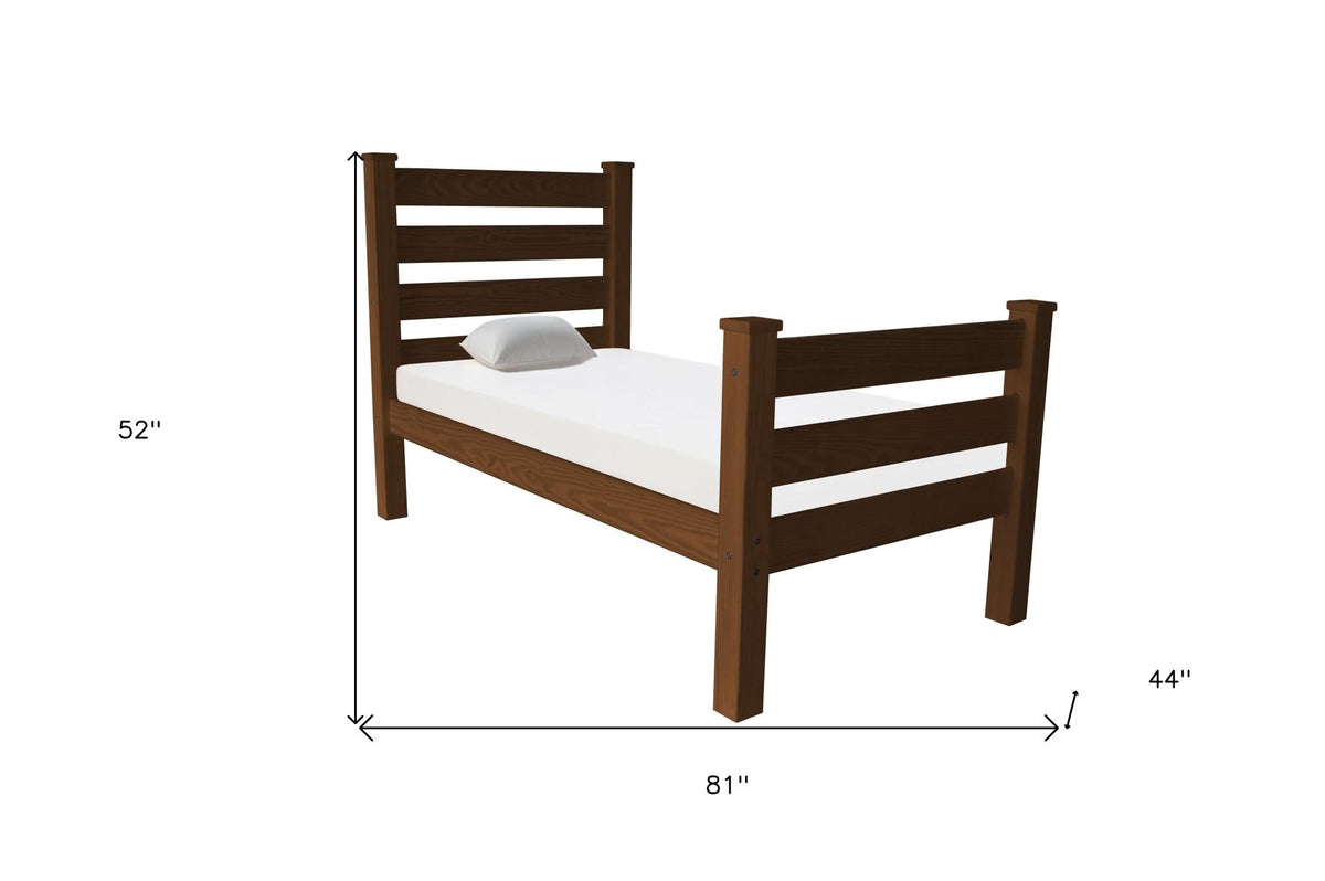 Brown Solid Wood Twin Bed
