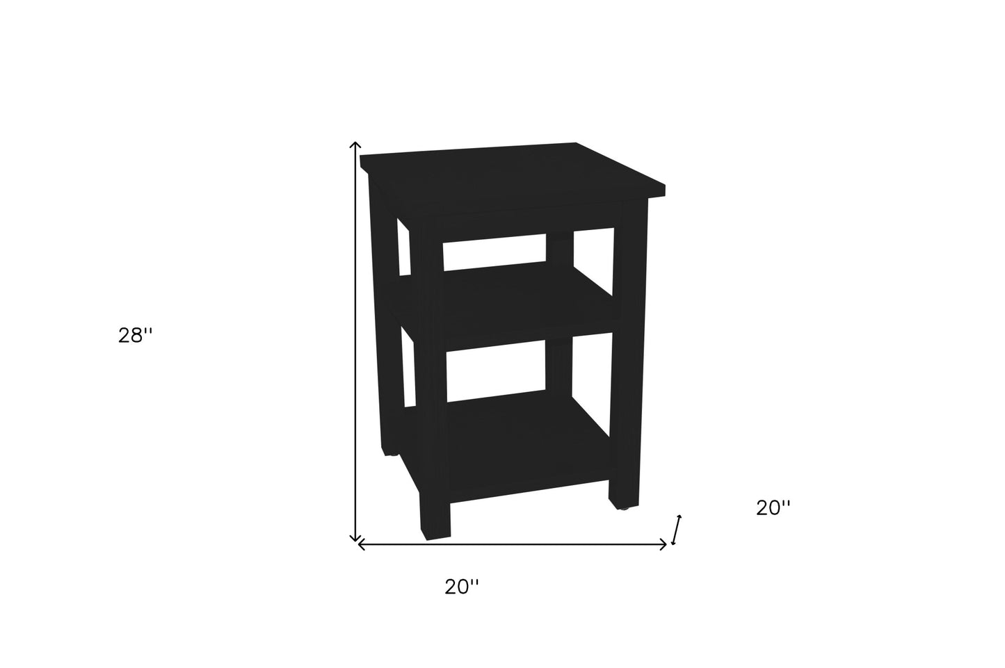 Black Solid Wood Open Nightstand