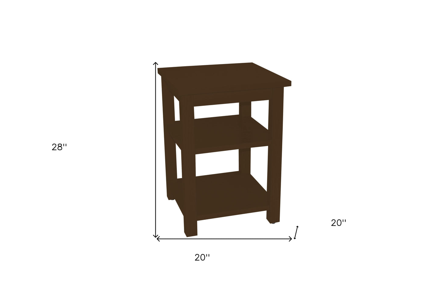 Dark Brown Solid Wood Nightstand