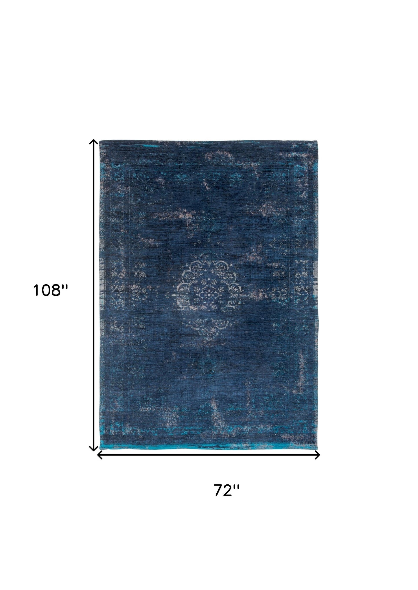 7 x 9 Blue & Gray Medallion Non Skid Rug