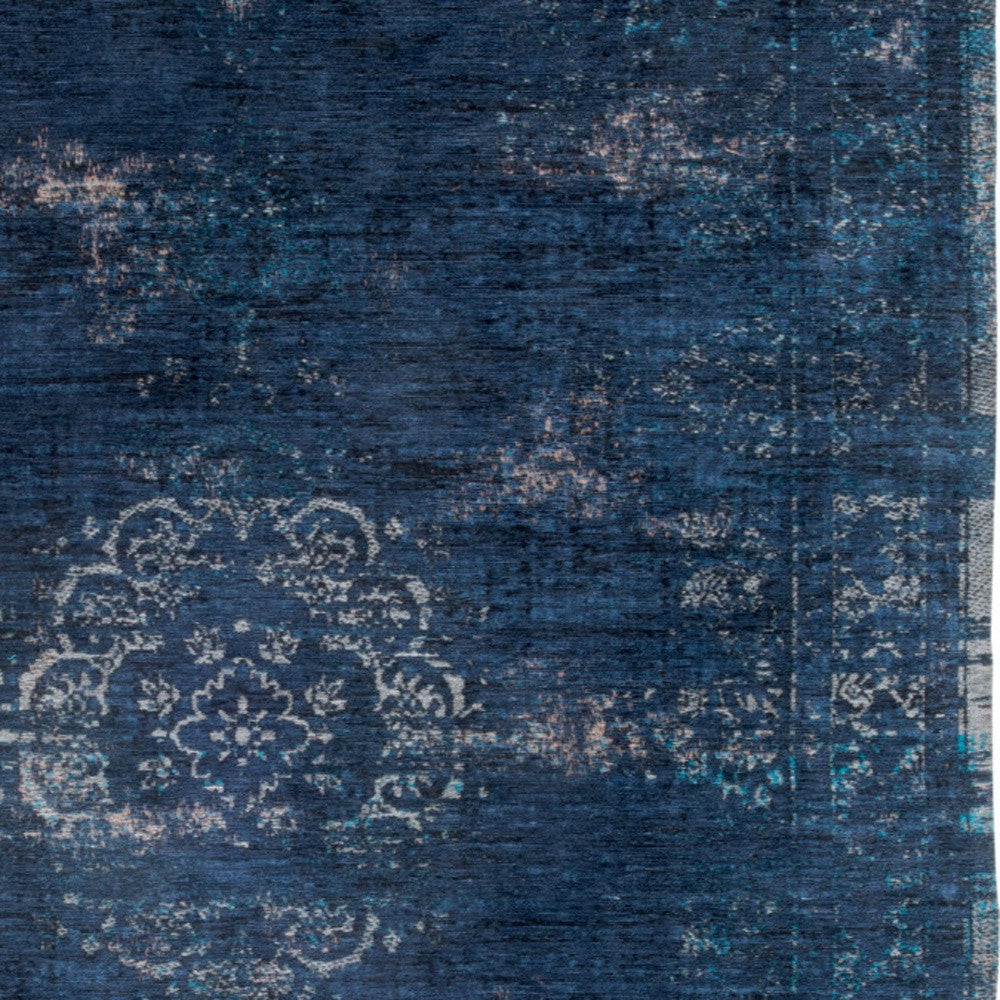 7 x 9 Blue & Gray Medallion Non Skid Rug