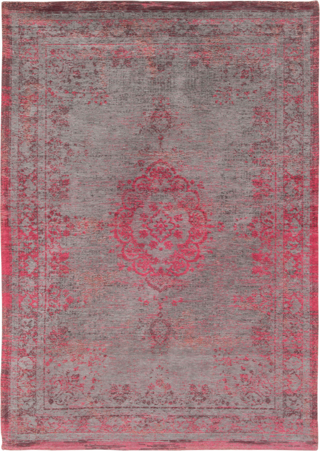 5 x 7 Gray & Pink Medallion Non Skid Rug