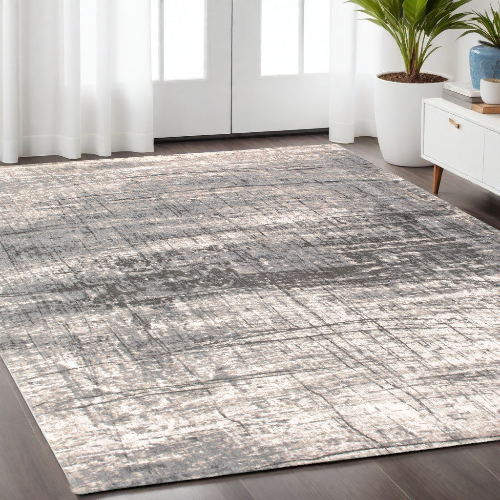 5 x 7 Gray & White Non Skid Rug