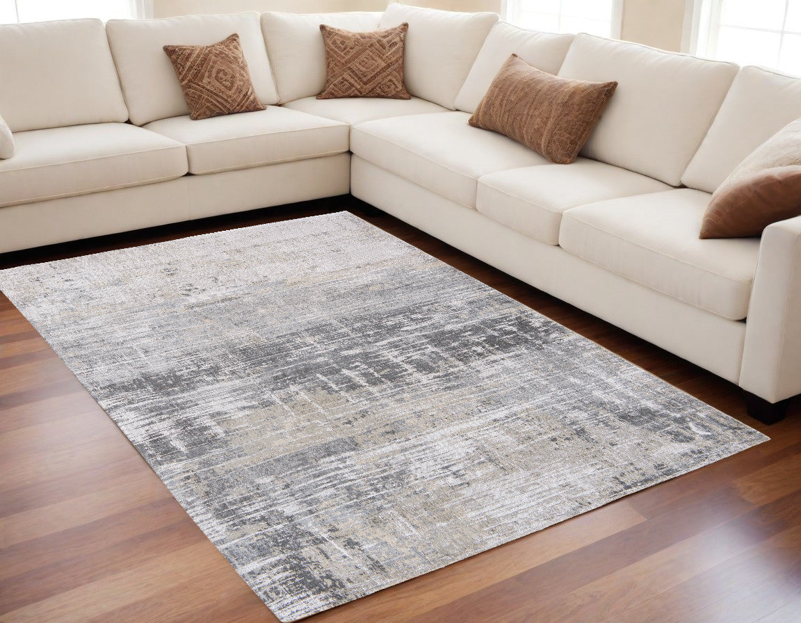 5 x 7 Gray & White Non Skid Rug