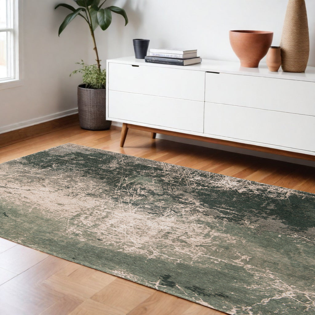 6 x 8 Beige & Green Non Skid Rug