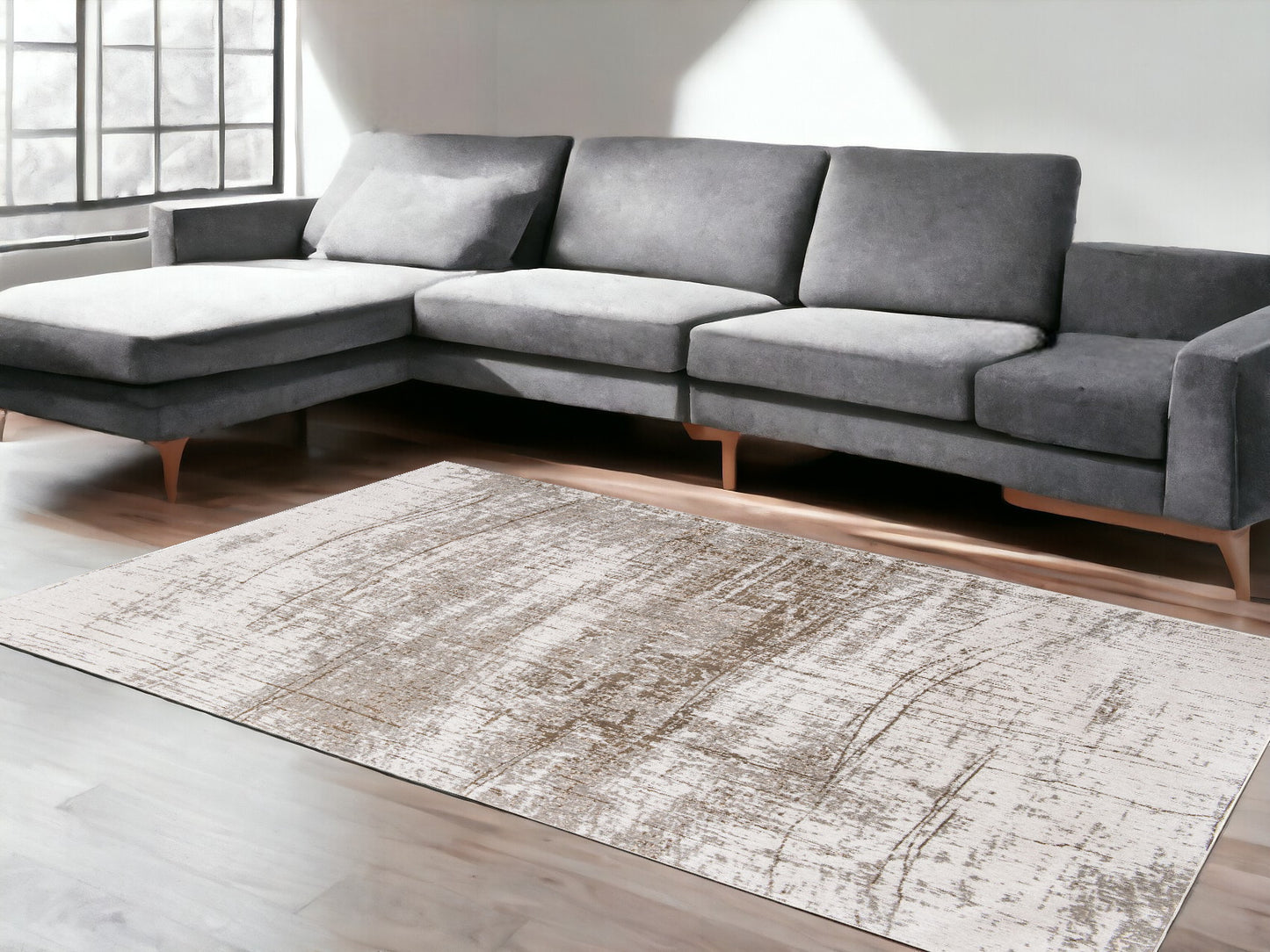 7 x 9 Gray & Beige Non Skid Rug