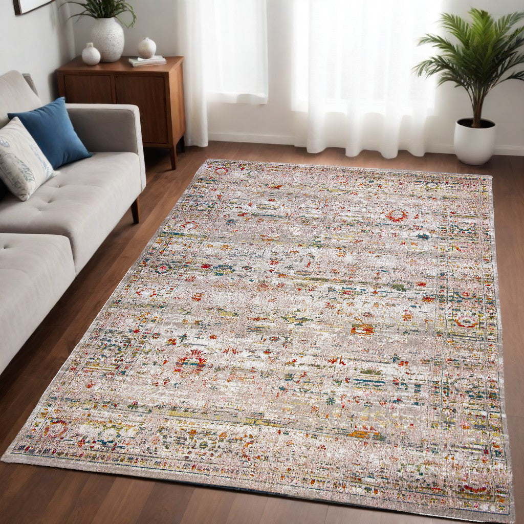5 x 7 White Oriental Non Skid Rug