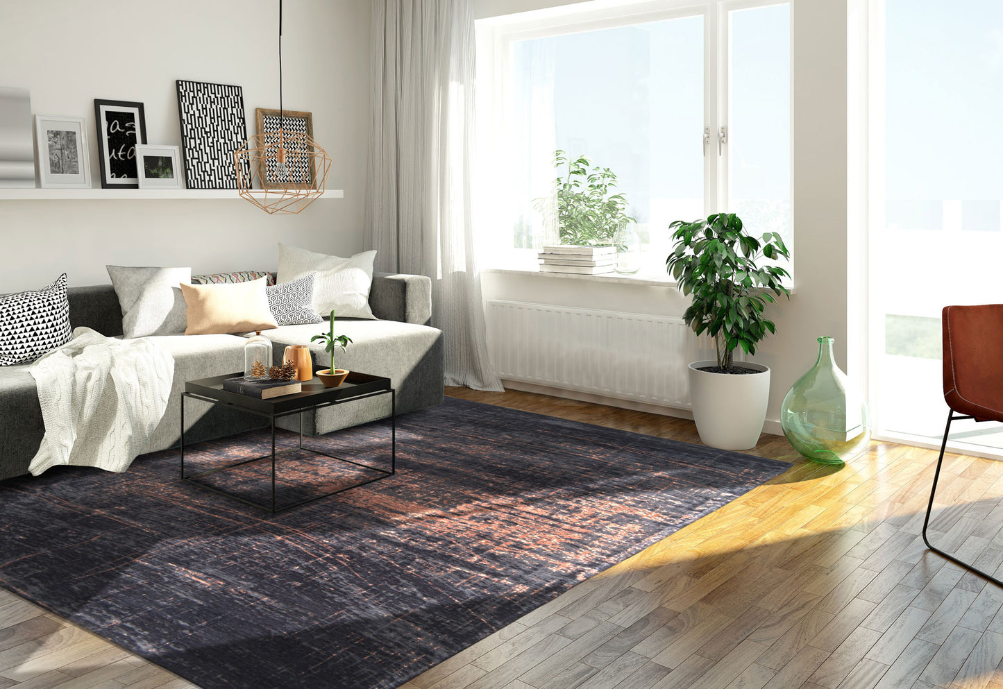 7 x 9 Black & Gold Non Skid Rug