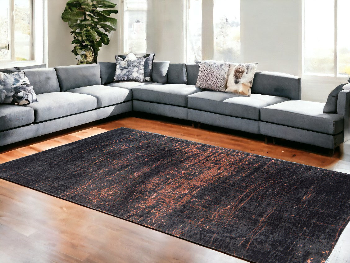7 x 9 Black & Gold Non Skid Rug
