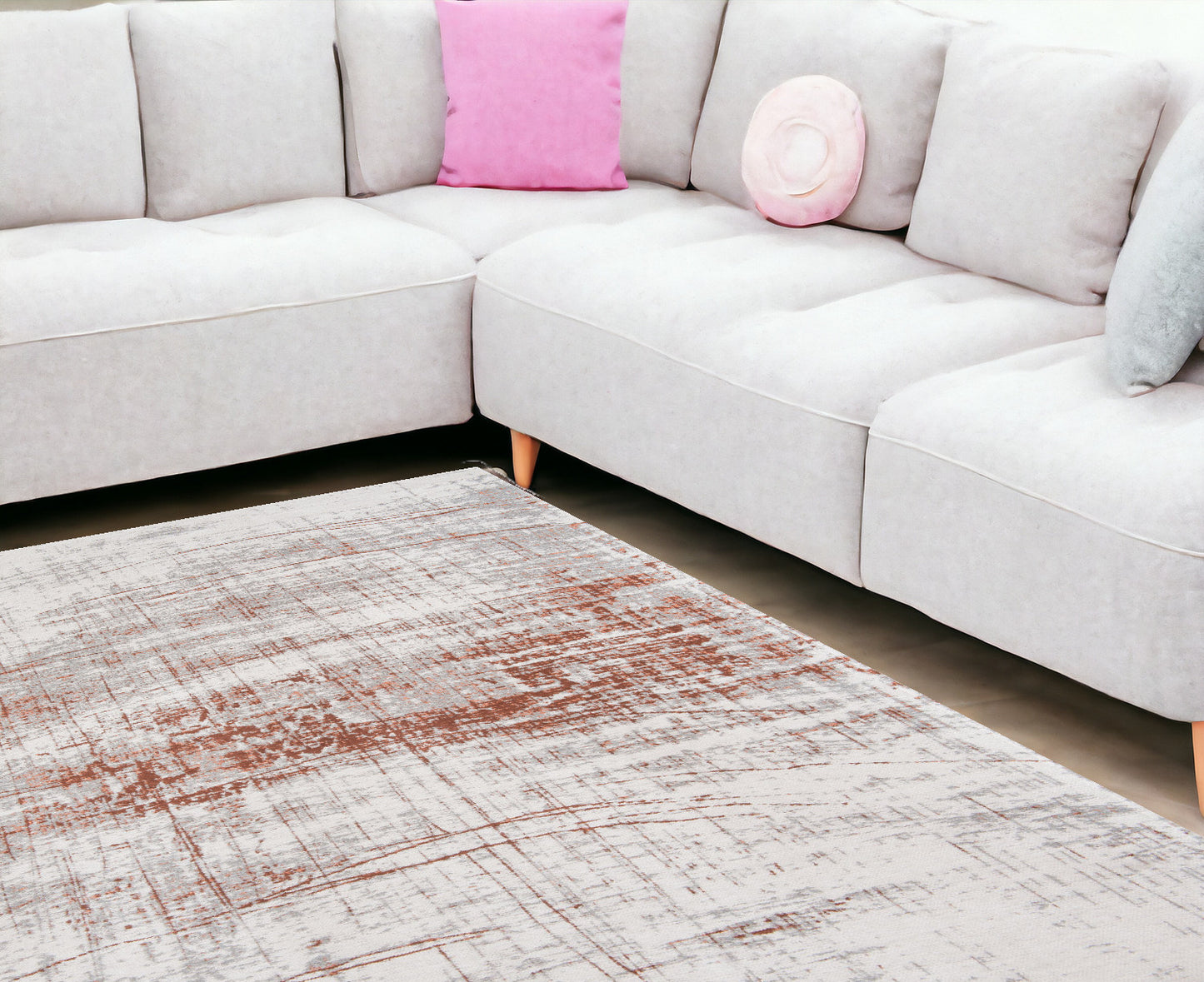 7 x 9 Gray & Yellow Non Skid Rug
