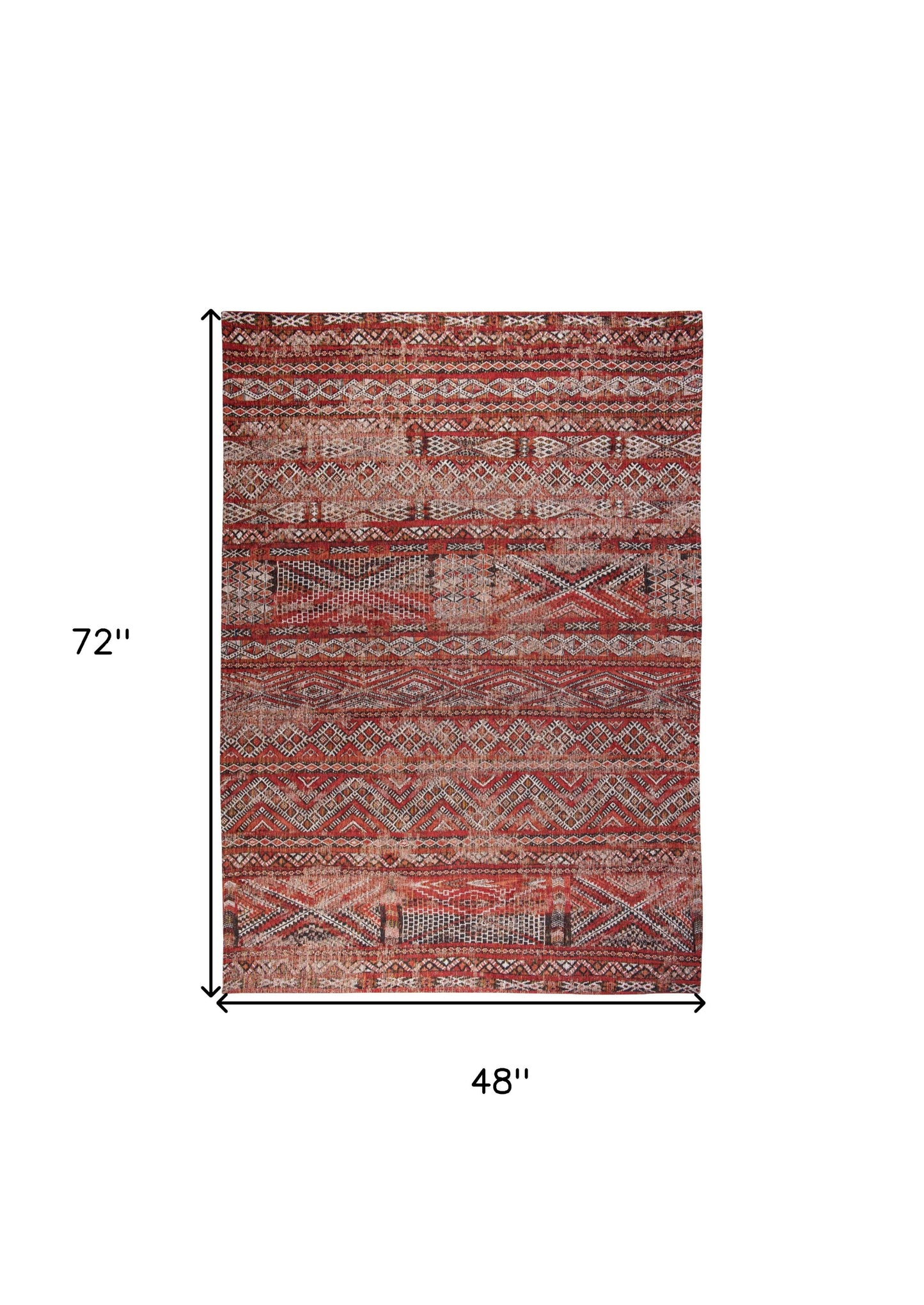 5 x 7 Red & Gray Oriental Non Skid Rug