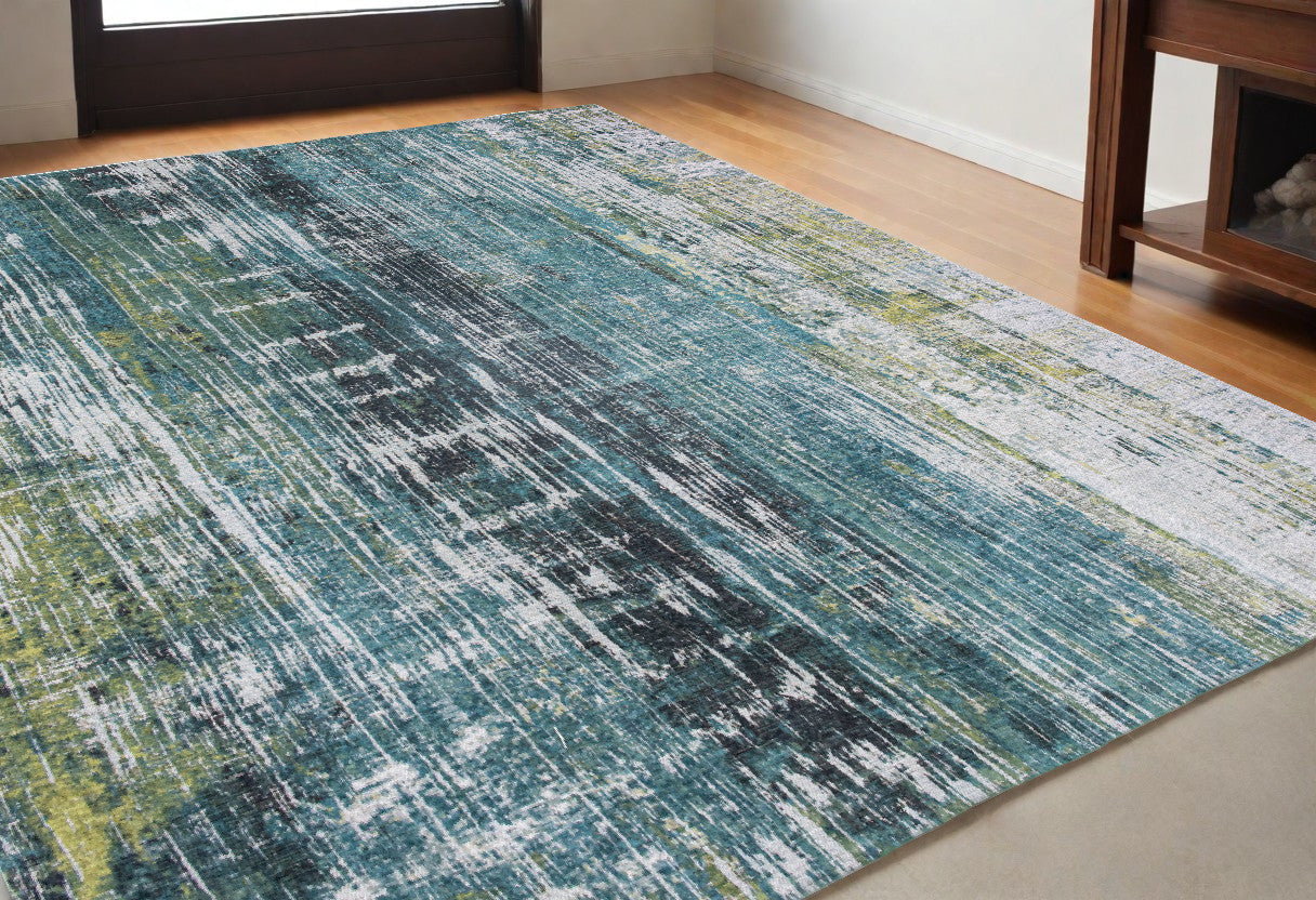 5 x 7 Blue & Green Non Skid Rug