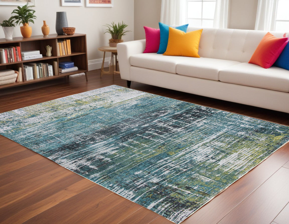 7 x 9 Blue & Green Non Skid Rug