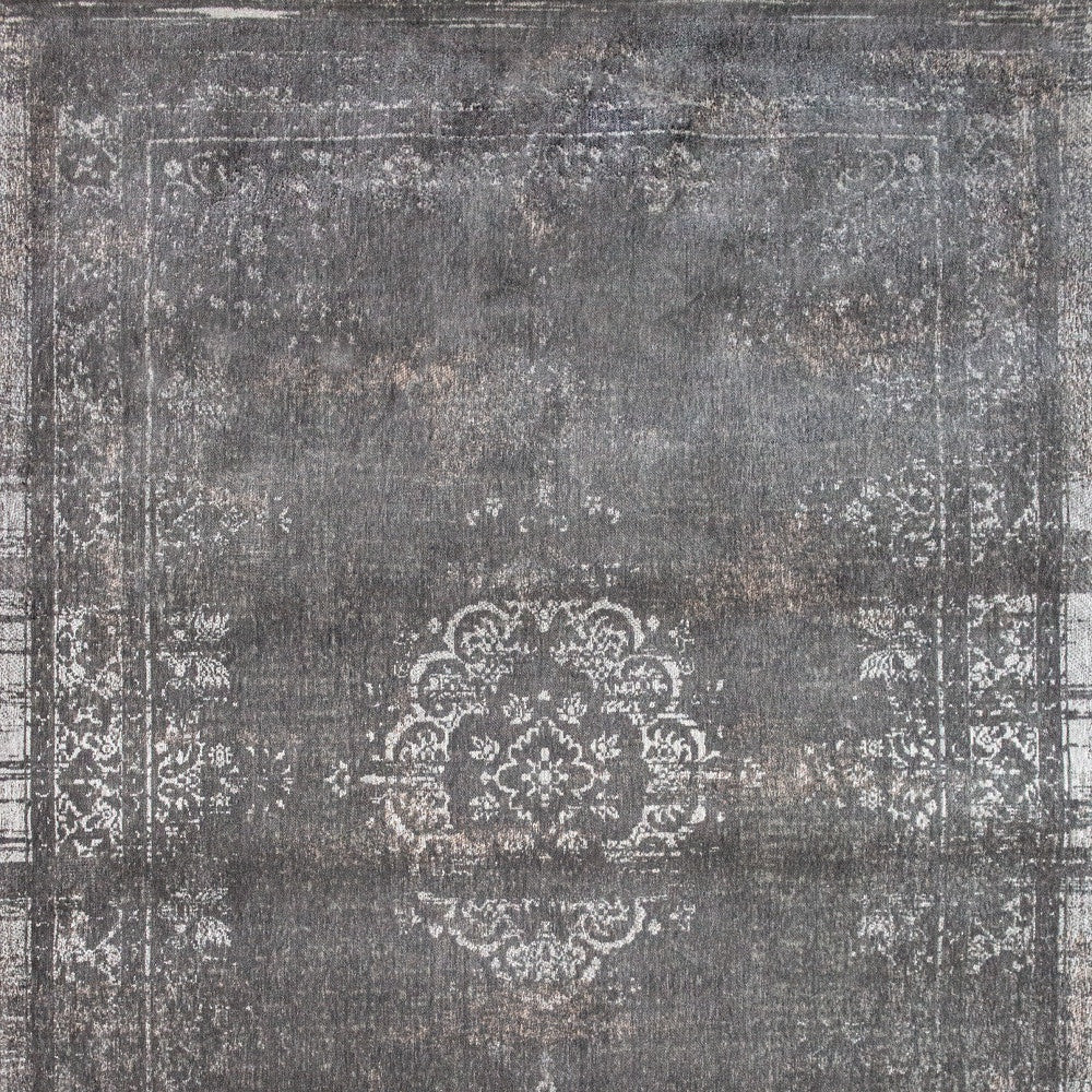 7 x 9 Gray Medallion Non Skid Rug