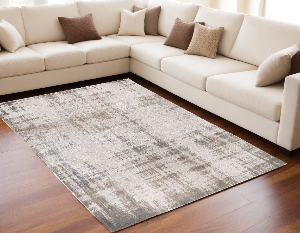 5 x 7 Gray & Beige Non Skid Rug
