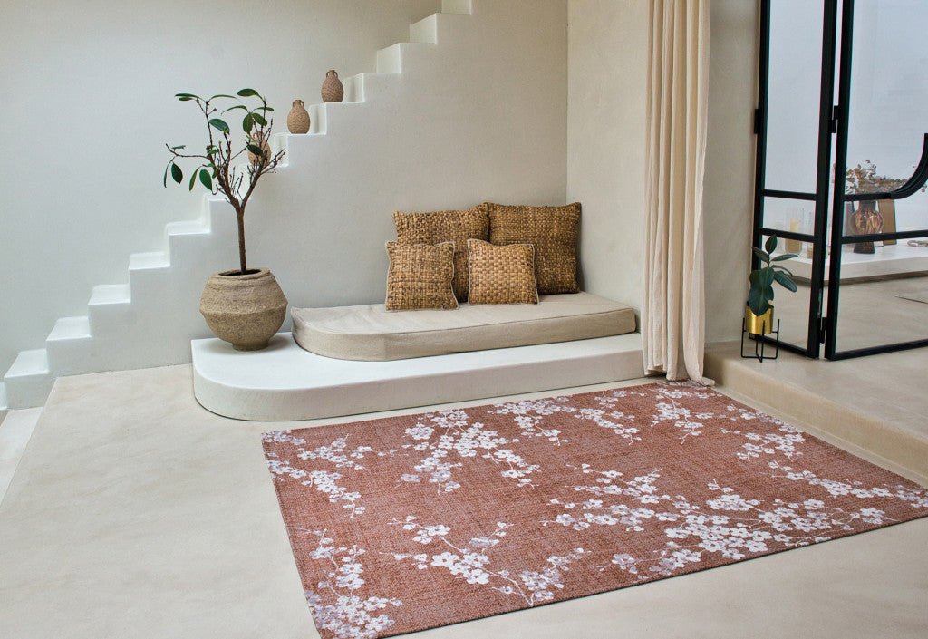 5 x 7 Red & White Oriental Non Skid Rug