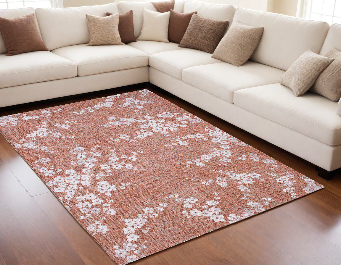 5 x 7 Red & White Oriental Non Skid Rug
