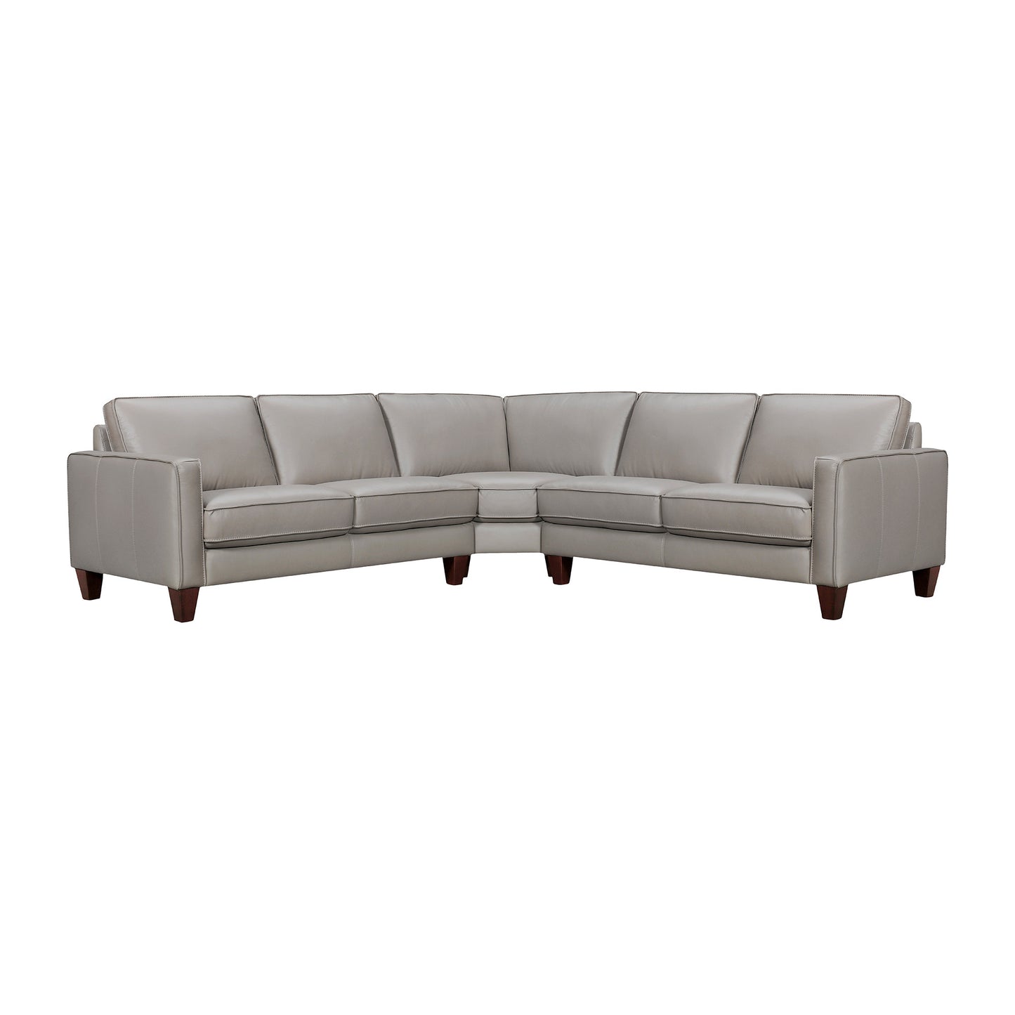Gray Leather L Shaped 3 Piece Sectional