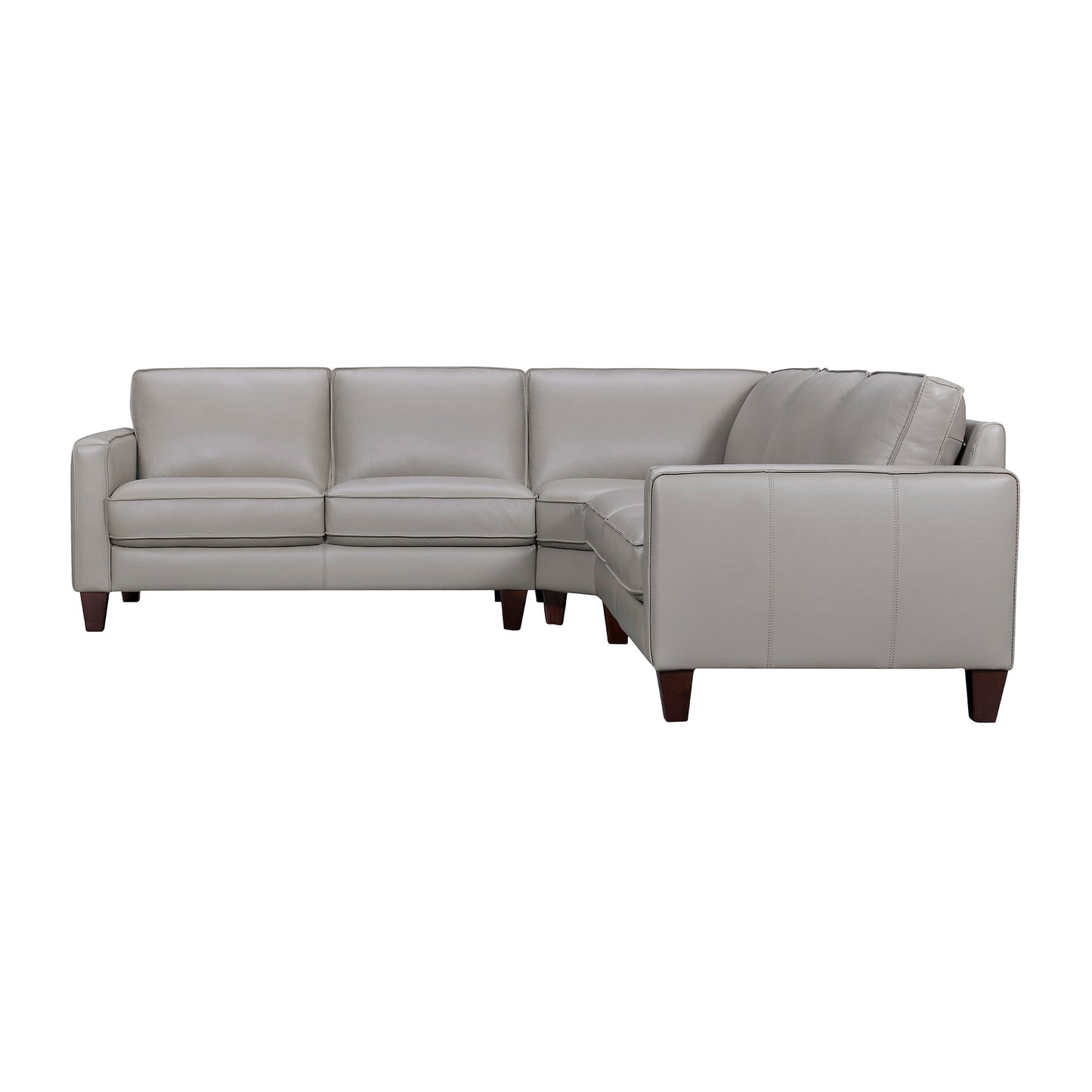Gray Leather L Shaped 3 Piece Sectional