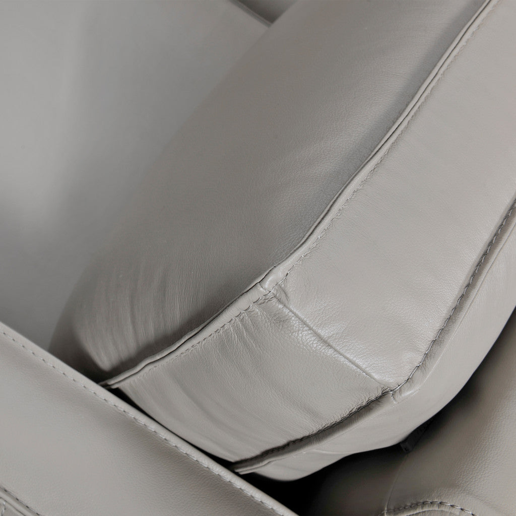 Gray Leather L Shaped 3 Piece Sectional
