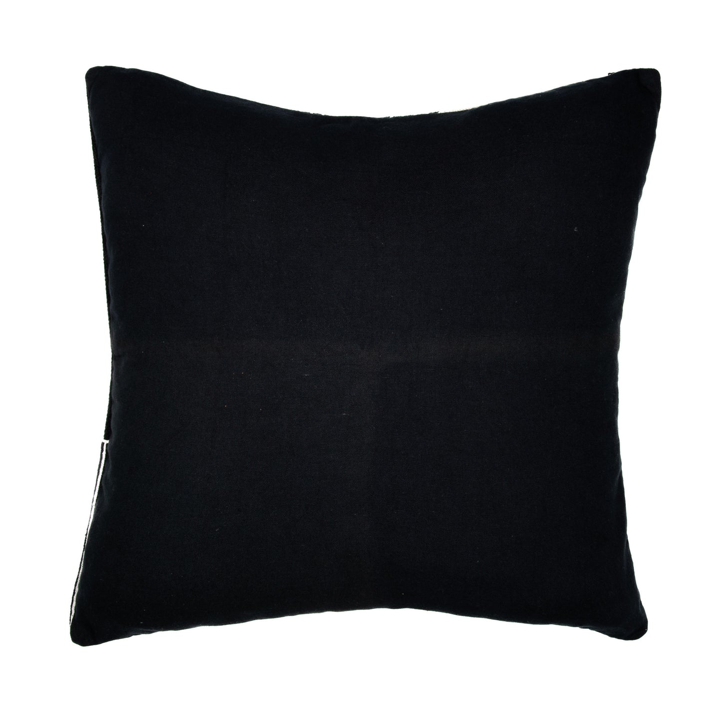 Black & White Geometric Cotton Pillow w/ Embroidery