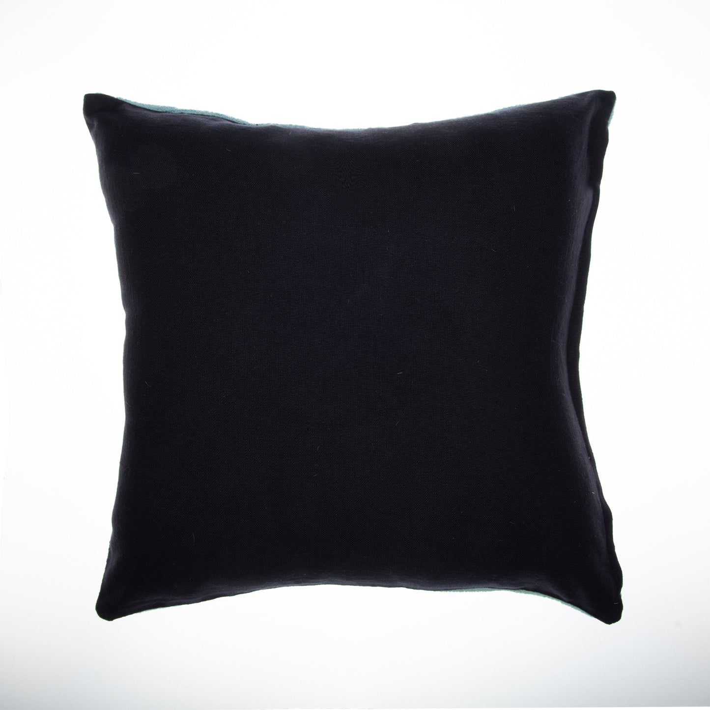 Blue & Ivory Geometric Cotton Pillow w/ Embroidery