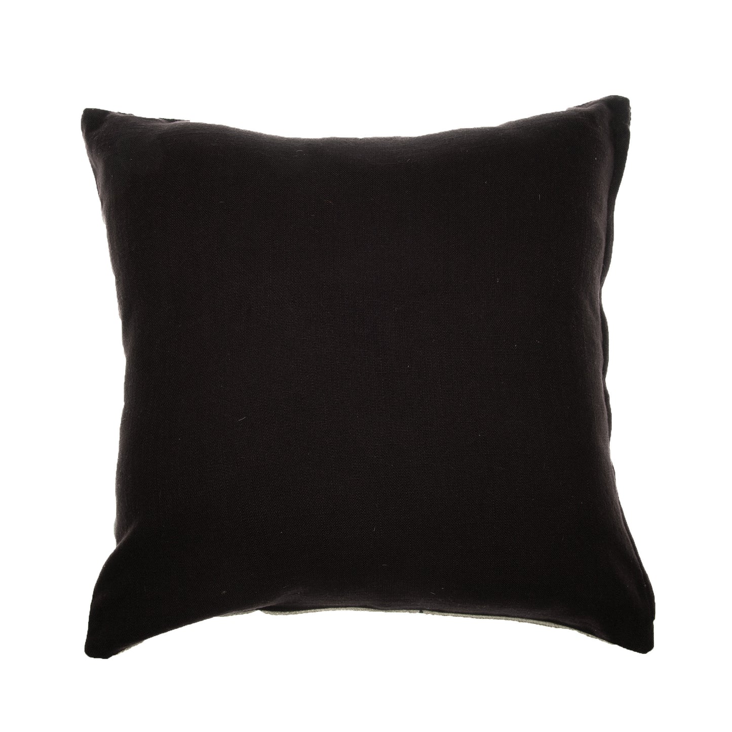 Beige & Black Geometric Cotton Pillow w/ Embroidery