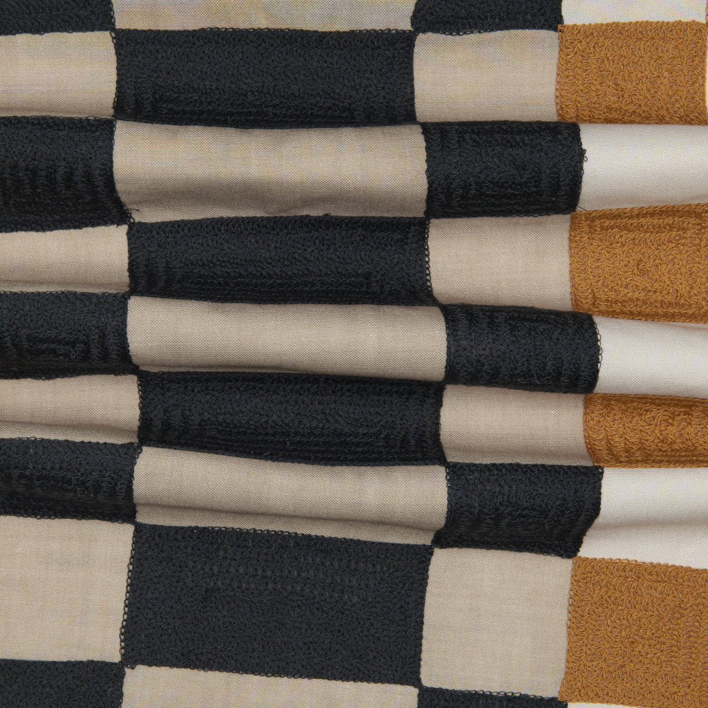 Navy Blue Check Pillow w/ Embroidery