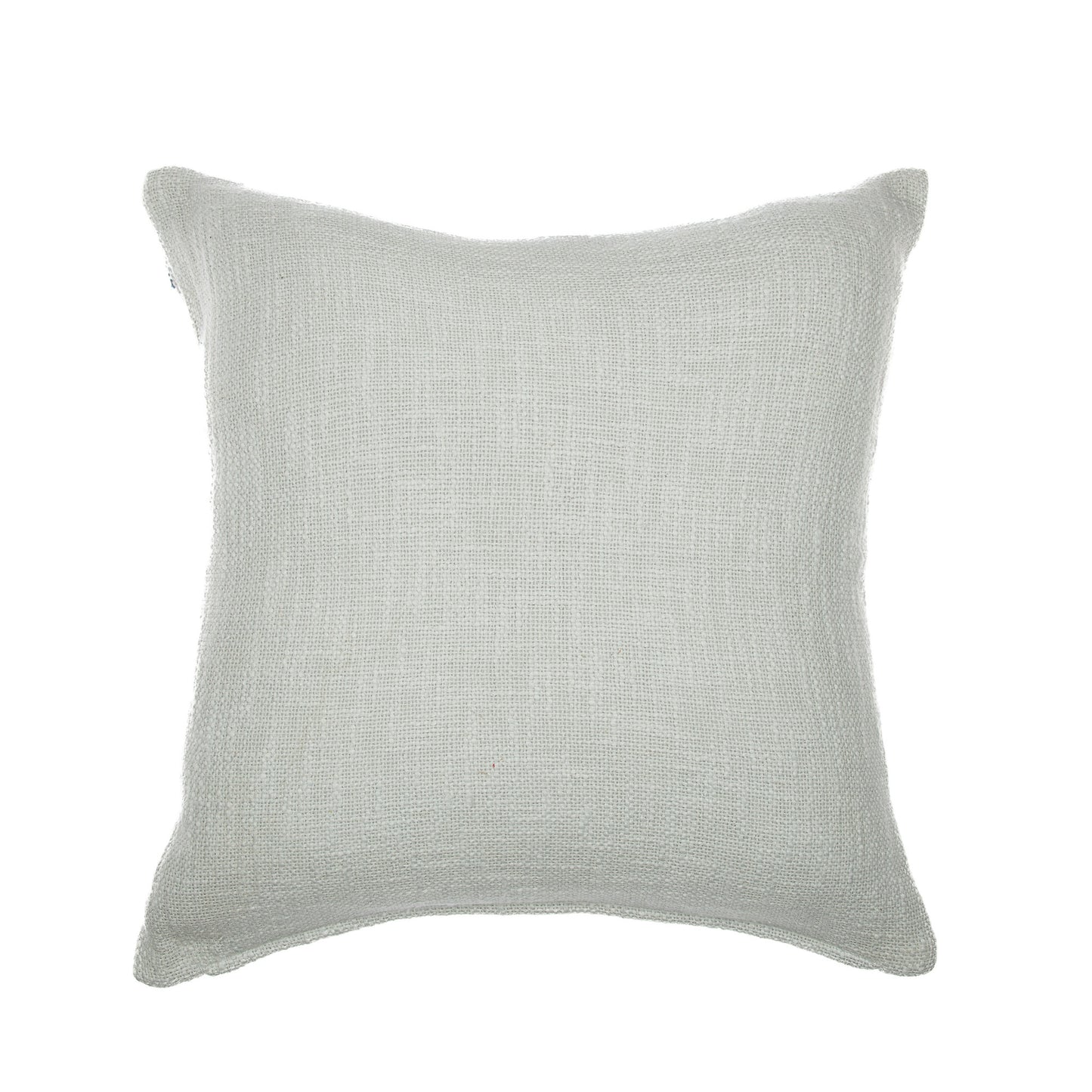 Blue & Ivory Geometric Cotton Blend Pillow w/ Embroidery