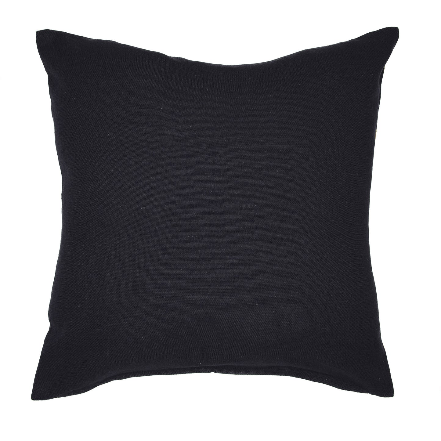 Beige & Black Geometric Cotton Blend Pillow w/ Embroidery