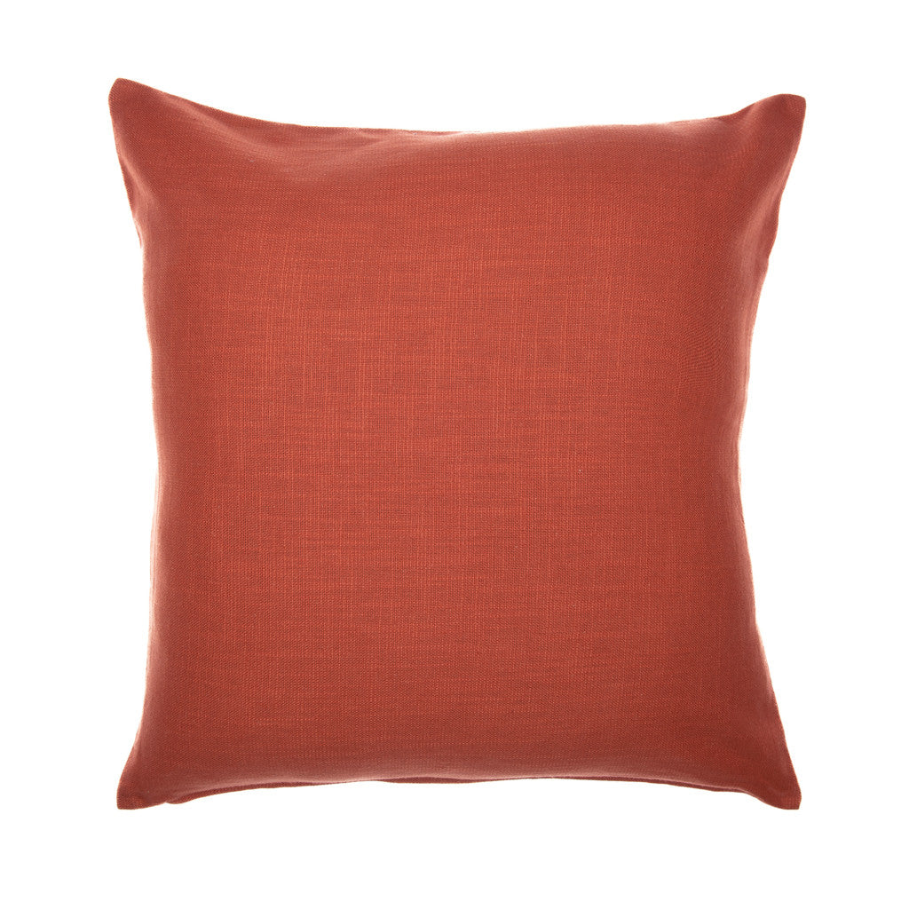 Orange & Ivory Geometric Cotton Blend Pillow w/ Embroidery